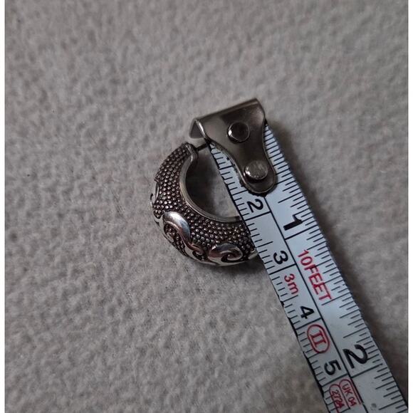 BRIGHTON Chunky Silver Hoop Earrings Swirl Design Beading Steampunk - Picture 4 of 13